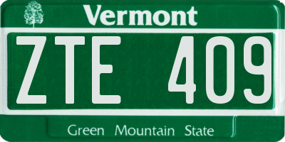 VT license plate ZTE409