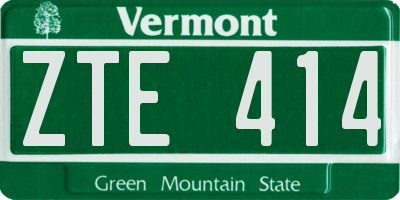 VT license plate ZTE414