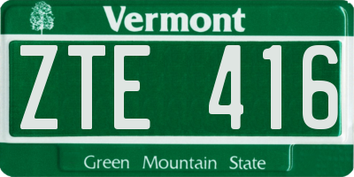 VT license plate ZTE416