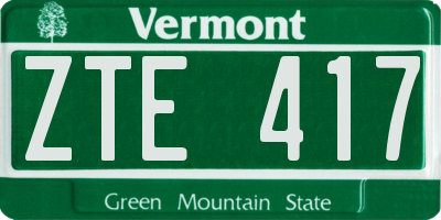 VT license plate ZTE417