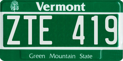 VT license plate ZTE419