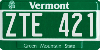 VT license plate ZTE421