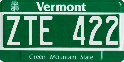 VT license plate ZTE422