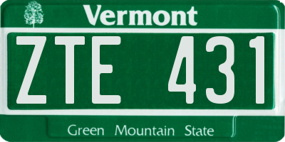 VT license plate ZTE431