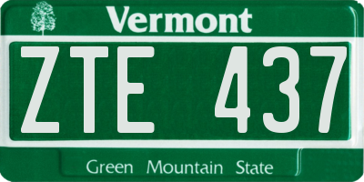 VT license plate ZTE437