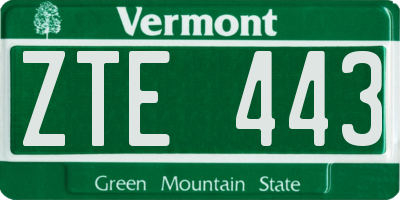 VT license plate ZTE443