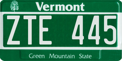 VT license plate ZTE445