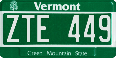 VT license plate ZTE449