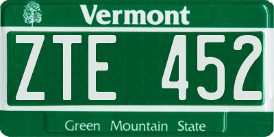 VT license plate ZTE452