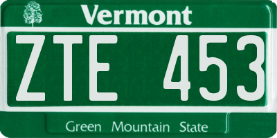 VT license plate ZTE453