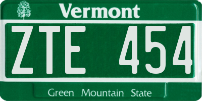 VT license plate ZTE454