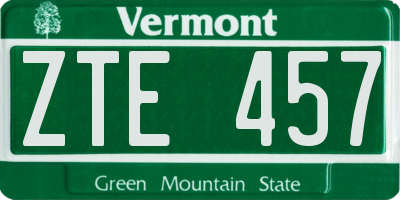 VT license plate ZTE457