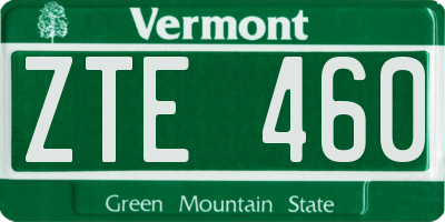 VT license plate ZTE460