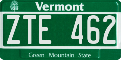 VT license plate ZTE462