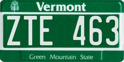 VT license plate ZTE463