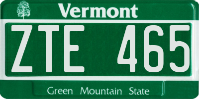 VT license plate ZTE465