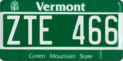 VT license plate ZTE466