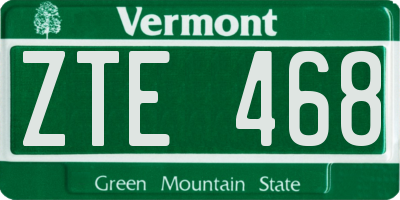 VT license plate ZTE468
