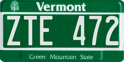 VT license plate ZTE472