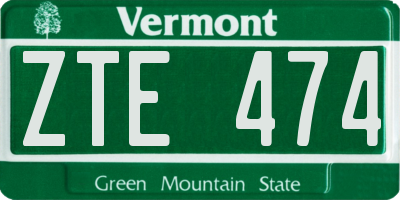 VT license plate ZTE474
