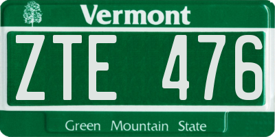 VT license plate ZTE476