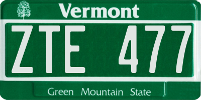 VT license plate ZTE477