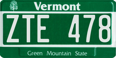 VT license plate ZTE478