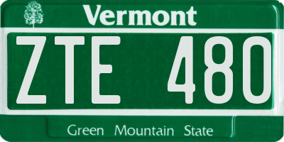 VT license plate ZTE480