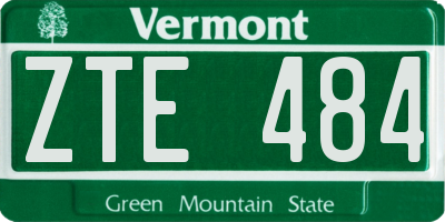 VT license plate ZTE484