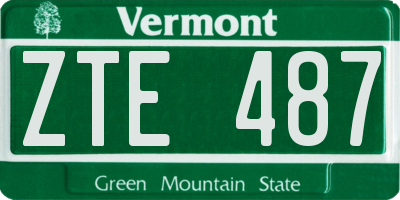 VT license plate ZTE487