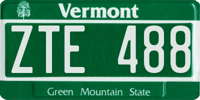 VT license plate ZTE488
