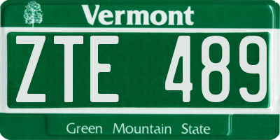 VT license plate ZTE489