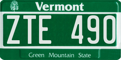 VT license plate ZTE490