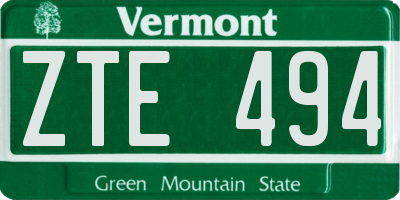 VT license plate ZTE494