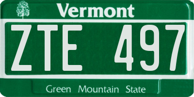 VT license plate ZTE497