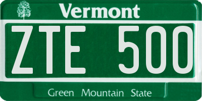 VT license plate ZTE500