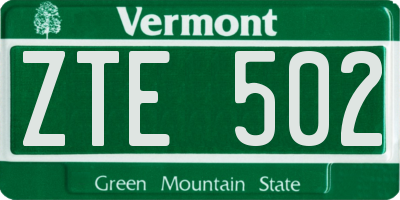 VT license plate ZTE502