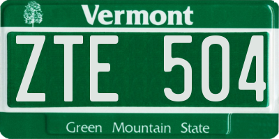 VT license plate ZTE504