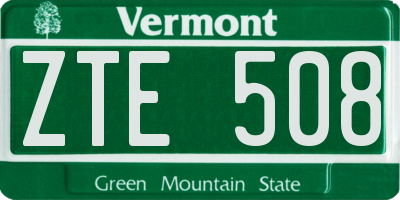 VT license plate ZTE508