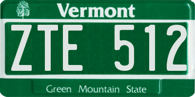 VT license plate ZTE512