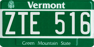 VT license plate ZTE516