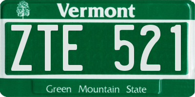 VT license plate ZTE521