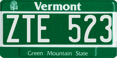 VT license plate ZTE523