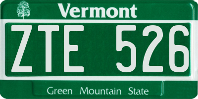 VT license plate ZTE526