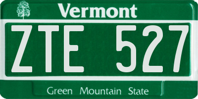 VT license plate ZTE527