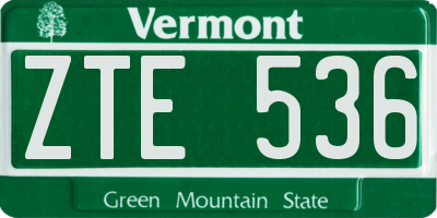 VT license plate ZTE536