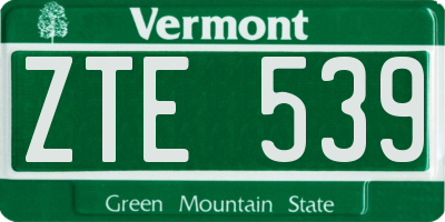VT license plate ZTE539