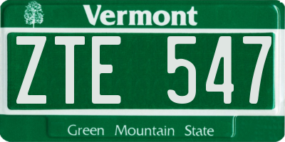 VT license plate ZTE547
