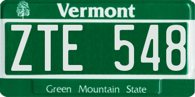 VT license plate ZTE548