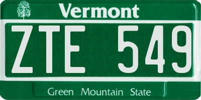 VT license plate ZTE549